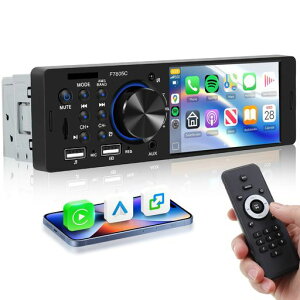 Hodozzy 1DIN �J�[�X�e���I Bluetooth�Ή� CarPlay/Android Auto �T�|�[�g�J�[�I�[�f�B�I4�C���`�^�b�`�X�N���[�� MP5�v���[���[ FM/RDS/�f���A��USB/TF/AUX/�}���[�d�@�\�t �z�C�[���R���g���[���Ή�