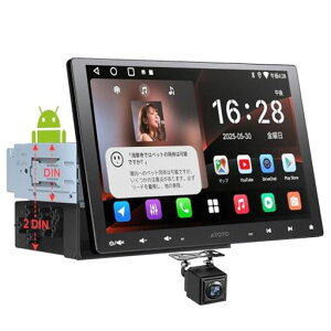ATOTOEXCEL A5L 10.1�C���`�f�B�X�v���C�I�[�f�B�I2DIN&1DIN�Ή��A���� QLED �t���[�e�B���O Android�i�r�A�L���E���C�����X CarPlay/Android