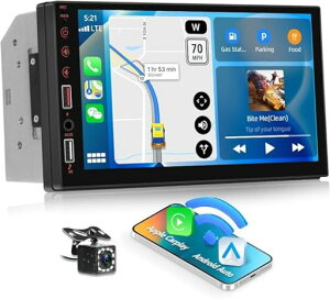 Auometo �J�[�I�[�f�B�I2 Din 7�C���`IPS�^�b�`�X�N���[������ ���C�����XCarPlay/Android Auto�Ή� Bluetooth���� �X�}�z�~���[�����O YOUTUBE�����\ 18��FM�`���[�i�[ �o�b�N�J�����ڑ�
