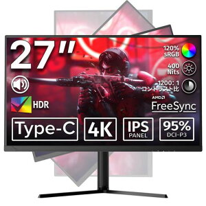 cocopar ���j�^�[ 27�C���` 4K USB Type-C HDMI2.1(TMDS)x2 DP 95%DCI-P3 120%sRGB 400nit 1ms ��ʉ�] ���@�\�X�^���h VESA�Ή� 2mm�x�[�����X UHD 3840x2160
