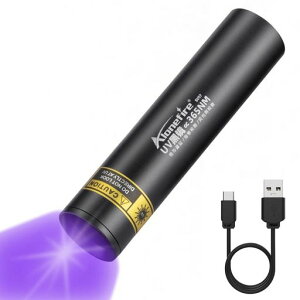 ALONEFIRE SV57 ���^ 3W ���O�� �u���b�N���C�g�g��365NM C�^USB�[�d�� �A�j�T�L�X���C�g �E�b�h������ UV LED ���C�g �|�[�^�u�� �}�l�[ �y�b�g�A���o�� �ނ� �z�� �Ӓ� �L�^�� �^��p �����d�r �t��