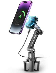 TOPGO �J�b�v�z���_�[�p�X�}�z�z���_�[ MagSafe�Ή����C�����X�[�d�� ���C���X�}�z�z���_�[ �ԍڏ[�d�� ���C�����X�[�d�� iPhone 16/16 Pro/16 Pro Max�AGalaxy �p�t�@�X�g�`���[�W �u���b�N