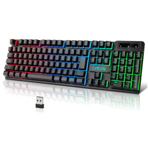 CHONCHOW ���C�����X �Q�[�~���O�L�[�{�[�h ���� ���� �[�d �L�[�{�[�h ���{��z�� keyboard �Q�[�~���O ps4/ps5/xbox �Ή� 2.4GHz USB�ڑ����T�|�[�g19�L�[�h�Փ� RGB7�F�o�b�N���C�g�̕ύX���\