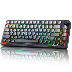 YUNZII B75 75% �L�� ���J�j�J���L�[�{�[�h �z�b�g�X���b�v�Ή� �K�X�P�b�g���� RGB�o�b�N���C�g ���ϋv �p��z�� PBT�L�[�L���b�v �`�F���[�v���t�@�C�� Win/Mac�p (�O���f�[�V�����E�u���b�N, R�c