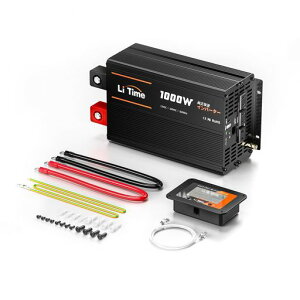LiTime 12V 1000W �������g�C���o�[�^�[ DC12V AC100V�ϊ� 2000W�u�ԏo�� AC�R���Z���g3�� USB-A�o�̓|�[�g1�� USB-C�o�̓|�[�g1�� 50Hz/60Hz���g���ؑ։\ ���u���j�^�����O�\ �Ԓ��� �L�����v �D