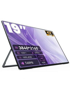 VSPLIT ���o�C�����j�^�[ 19�C���` 4K UHD 144Hz ���P�x600nit �|�[�^�u���f�B�X�v���C IPS�t�� HDR VESA�}�E���g�� �X�s�[�J�[���� USB-C/HDMI�ڑ� �Q�[��/�ݑ�Ζ�/PC/Switch/PS5�p