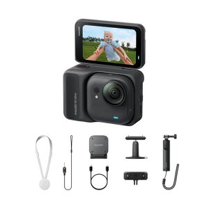INSTA360 GO ULTRA �N���G�C�^�[�L�b�g �u���b�N- �|�P�b�g���琢�E���ς�� �y��&�|�[�^�u���A��Ɠx�A�ǂ��ɂł����t���\�AFLOWSTATE��u���␳�A200���o�b�e���[�����A10���[�g���h���A�c