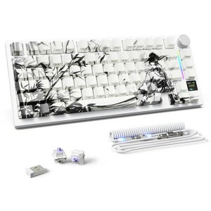 ATTACK SHARK X820ULTRA �J�X�^�����J�j�J���L�[�{�[�h+����Type-C�P�[�u�� �Q�[�~���O 75%�z�� ����/�L��/Bluetooth �O�͐ڑ� �z�b�g�X���b�v �������\ PBT�L�[�L���b�v RGB�o�b�N���C�g