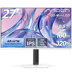 INNOCN GA27V1M MAX 27�C���` 4K �Q�[�~���O���j�^�[ QD-MiniLED AR�ᔽ��xATW�L����p 4K 160Hz/FHD 320Hz �f���A�����[�h 2304�]�[�� HDR1000 0.5ms MPCS Type-C 90W