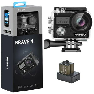 �A�N�V�����J���� AKASO Brave4-4K�E�F�A���u���J���� 2000����f EIS��u���␳ 5�{�Y�[�� WiFi���� �O���}�C�N�Ή� �����J���� 30M�h�� �L�p�����Y HDMI�o�� 1050mAh*2 �A�N�V�����J�� ���^