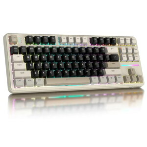 ATTACK SHARK X87 �Q�[�~���O�L�[�{�[�h ���C�����X/Bluetooth/USB �O�̐ڑ����[�h ���J�j�J���L�[�{�[�h �z�b�g�X���b�v �K�X�P�b�g�\�� 5�w�z���t�H�[���f�U�C�� �z�����ʂ����� ���j�A �X�c