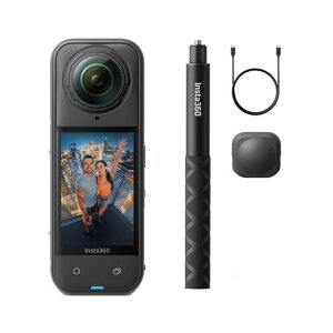 INSTA360 X5 �v���~�A���L�b�g |360�x 8K�E�h���E�A�N�V�����J����|��i�EVLOG�E���s�E�����E��u���␳�E�����Y�����\&�����ԃo�b�e���[����