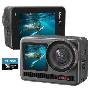 AKASO Brave8 �A�N�V�����J���� 4K60fps 48MP �X�[�p�[�X���[�Y��Ԃ�␳ �E�F�A���u���J���� IPX8�{�@�h��10M �����J���� 1550mAh�o�b�e���[2�� �A�N�V�����J��