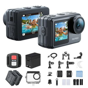 AKASO Brave 7 LE �A�N�V�����J���� 4K60FPS 20MP IPX7�{�@�h�� 40M�h�� �����J���� �Z����Ԃ�␳ �f���A���J���[�X�N���[�� �^�b�`�p�l���� �^�C�����v�X WiFi/Type-C�O���}�C�N�Ή�