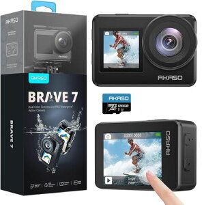 �A�N�V�����J����-AKASO Brave7-4K 128GB �E�F�A���u���J���� IPX8�{�@�h��10M �����J���� 6����Ԃ�␳ WiFi �A�N�V�����J��