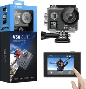 AKASO �A�N�V�����J���� 4k60fps V50Elite �^�b�`�X�N���[���� WiFi���� �������� EIS��Ԃ�␳ 40M�h�� �����J���� 8�{�Y�[�� 170�x�L�p�����Y HDMI�o�� �A�N�V�����J�� �X�|�[�c�J���� �E�F�A���u�c