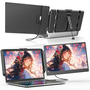 Laptomo �f���A�����j�^�[ 14�C���` IPS ���o�C�����j�^�[FHD 1080P �|�[�^�u���f���A���X�N���[���m�[�g�p�\�R���f�B�X�v���C�g�� �A�ɓK�p�m�[�g�p�\�R��13-17�C���` USB-C/HDMI�|�[�g�t���A�Ή�