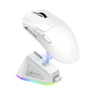 ATTACK SHARK X11 �Q�[�~���O�}�E�X ���C�����X ���� 2.4g/Bluetooth/USB-C ���y��63g 22000DPI �[�d�h�b�N�t�� �A���`�X���b�v�e�[�v�t�� �ő�65���ԓ��� �Z�K�擾�ς� (�z���C�g)