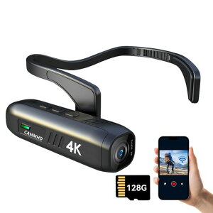 CAMMHD C2 128G �r�f�I�J���� 4K �{�f�B�J���� 2200mAh 5�`7���Ԃ̍�� �Z����Ԃ�h�~ �E�F���u���J���� WiFi�ڑ� APP���� �w�b�h�J���� ��c ���s Vlog�̎B�e