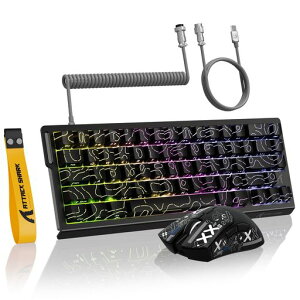 MAMBASNAKE X ATTACK SHARK�y X68HE & R1�z���s�b�h�g���K�[ �L�[�{�[�h �L��8KHZ �Q�[�~���O �L�[�{�[�h �����\�ȃA�N�`���G�[�V�������� RT0.01mm �R���p�N�g66�L�[ 5�ʔM����PBT�L�[�L���b�v RGB