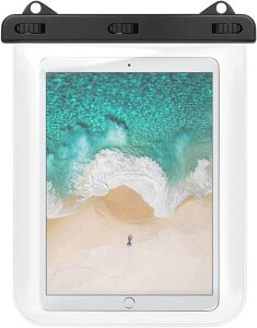 MoKo iPad�h���P�[�X 12�C���`�ȉ��^�u���b�g�p�����C�h���P�[�X ��z���_�[�t�� ���d���b�N IPX8 ��|���X�g���b�v�t�� Clear