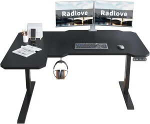 Radlove ���~�f�X�N L���p�\�R���f�X�N �d�����~���f�X�N �V��150CMx101CM �Q�[�~���O�f�X�N �� �X�^���f�B���O�f�X�N PC�f�X�N ���� �������߉\ �������[�@�\�t�� ��Q���m ���� 71~117CM (�c