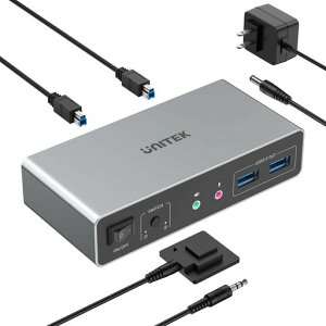 Unitek HDMI KVM Switch 2in2�A�E�g 4K@60Hz USB3.0 KVM�؂�ւ� �f���A��HDMI���j�^�[ USB3�|�[�g���� 5V2A�d���A�_�v�^�[�t��