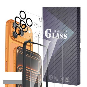 EUMADOVE �Ή� iPhone 18 pro max/17 pro max�y�K���X�t�B���� (2���Z�b�g) +2�������Y�ی�+�K�C�h�g�z
