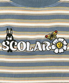 【ScoLar スカラー】142609 レトロマルチボーダー スカラーロゴテレコTシャツ トップス カジュアル ストリート 原宿系 個性的【パッパドゥドゥ】