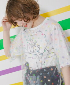 ★新作★【ScoLar スカラー】142652 スカラーちゃんバスタイム ドットチュールTシャツ トップス カジュアル ポップ メルヘン 原宿系 個性的【パッパドゥドゥ】