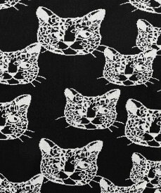 【ScoLar スカラー】142662 ネコ総柄 接触冷感ニットカーディガン 羽織り カジュアル ポップ カラフル 猫 原宿系 個性的【パッパドゥドゥ】