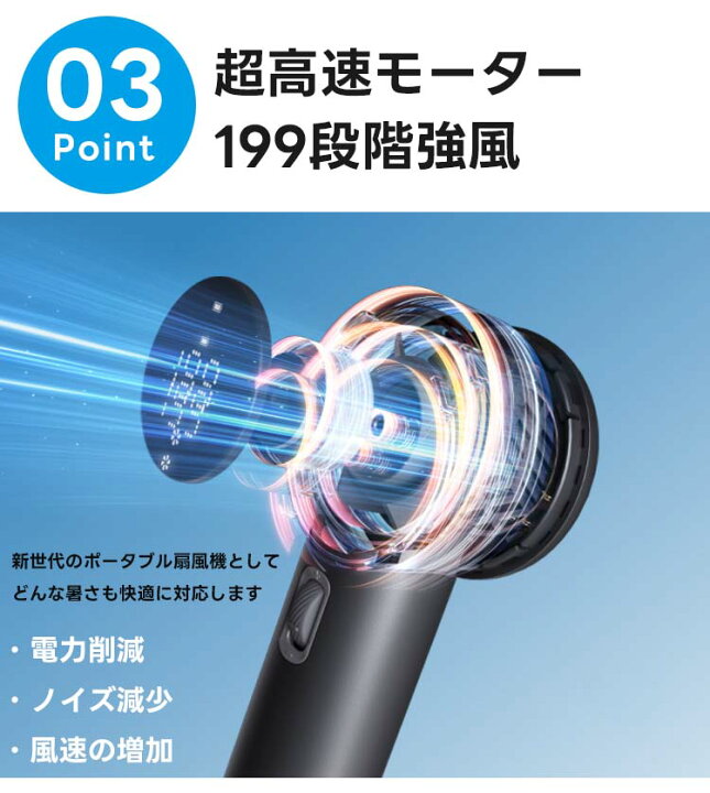 楽天市場】【199ギア風量調節＆9m/sの高速強風 】 携帯扇風機 ハンディ