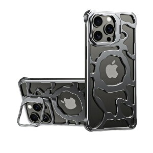 【MagSafe対応】iphone17pro ケース iphone17 promax ケース アルミニウム iphone 16 pro アイフォン 16 プロ iPhone 15 pro max iPhone 14 /14 Pro/14 Pro Max マグネット レンズスタンド 中空放熱 iPhone15 14 耐衝撃 TPUクッ
