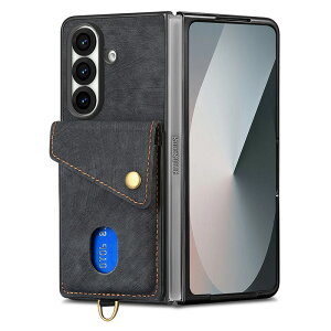 galaxy z fold7 ケース galaxy w26 fold ケース ストラップ付き 片手持ち リストバンド Galaxy Z Fold7 6 5 ケース カード収納 カードポケット 手帳型 ギャラクシーZフォールド7 財布一体型 全面保護 ケース
