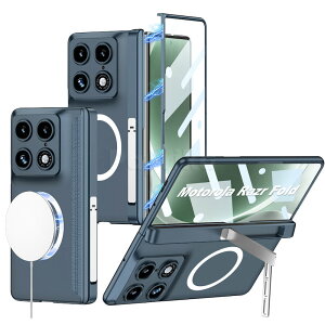 Moto Razr Fold �P�[�X motorola razr fold ���g���[�� ���C�U�[ �t�H�[���h �}�O�l�b�g�Ή� 360�x�S�ʕی� �t���J�o�[ �X�^���h�t�� 180�x 110�x�p�x���� �q���W�ی� �O�ʃt���[���t�� ���C�[�d�Ή� 3�F 