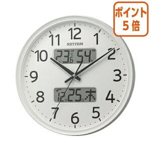 ★10月16日17時注文分よりポイント5倍★ リズム 温湿度計付電波掛時計 直径350×52mm 8FYA03SR03