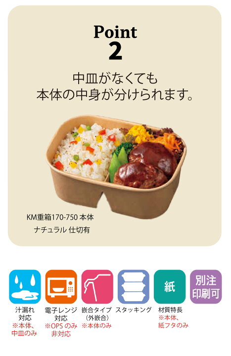 楽天市場】テイクアウト容器 使い捨て弁当容器 KM重箱170 紙フタ 54807 