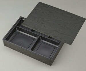 使い捨て 高級弁当容器 ワン折重 90×60黒焼杉/Y黒底/共蓋 (100セット) 高級弁当 ワンオリ 使い捨て 弁当容器 業務用