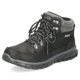 スケッチャーズ ブーツ レディース ショートブーツ SKECHERS SYNERGY 167425-BLK ブラック 撥水 防寒 防滑 ウィンターシューズ 黒