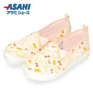 上履き 子供 スリッポンタイプ アサヒシューズ キッズ 上靴 女の子 P133 KC37342 ベージュ 猫柄 こども靴 ASAHI 日本製 幼稚園 保育園 うわばき うわぐつ キャラクター 履きやすい 内履き 室内履き