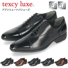 テクシーリュクス ビジネスシューズ 本革 メンズ 3E 2E 歩きやすい 幅広 アシックス 革靴 texcy luxe 7032 アブソリュートバリューズ スクエア ストレートチップ プレーントゥ asics