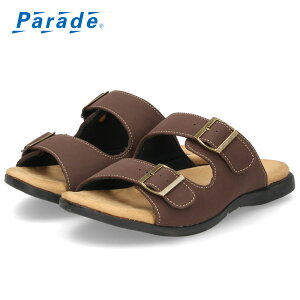 コンフォートサンダル メンズ 靴 2本ベルト 歩きやすい サンダル 合皮 カジュアル シンプル ブラック ダークブラウン パレード 56101 Parade