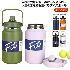 アイスコンテナ 広口 大容量 ボトル 4L 長時間 ウォータージャグ アウトドア 氷筒 水筒 2.8L 4L キャンプ用 氷入れ 水筒 保冷 保温 真空断熱 アウトドア 真空ジャグ 直飲み ストロー 持ち運び ス