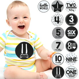 【1月20日限定◆ポイント3倍】送料無料/ マイルストーン ベリー ステッカー ブラック/ホワイト 12ヶ月 数字 フォト ナンバー 13枚入り ABG