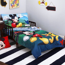 CrownCrafts ディズニー ミッキーマウス 子供 寝具 4点 セット 子供用布団 子供用寝具 トドラーベッディング