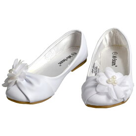 【売切価格】【訳あり】フォーマル靴 フラット シューズ 女の子 ホワイト 18.5-23.5cm