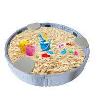 砂場 蓋付き サンドボックス 砂場枠 カバー シート ブルー 丸形 プラスチック製 120x120x20cm 家庭用 大型遊具 すなば フレーム プランター