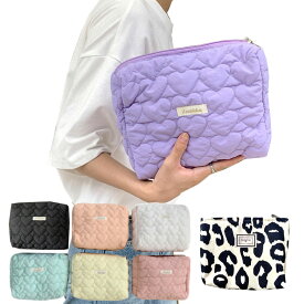 【1/24 20:00-2/1◆ポイント3倍】送料無料/ おむつポーチ コスメポーチ ハート レオパード ヒョウ柄 大容量 ポーチ 大きめ 推し活 ヌビポーチ イブル 化粧ポーチ オムツポーチ オムツ入れ 着替え ヌビ