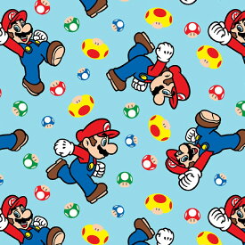 送料無料/ 10cm単位 続けてカット スーパーマリオ キノコ 生地 総柄 マリオ コットン プリント キャラクター 男の子 女の子 布 手作り 手芸 輸入