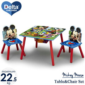 デルタ ディズニー ミッキーマウス テーブル&チェア セット 収納付き 子供家具 学習机 椅子 3点セット Delta